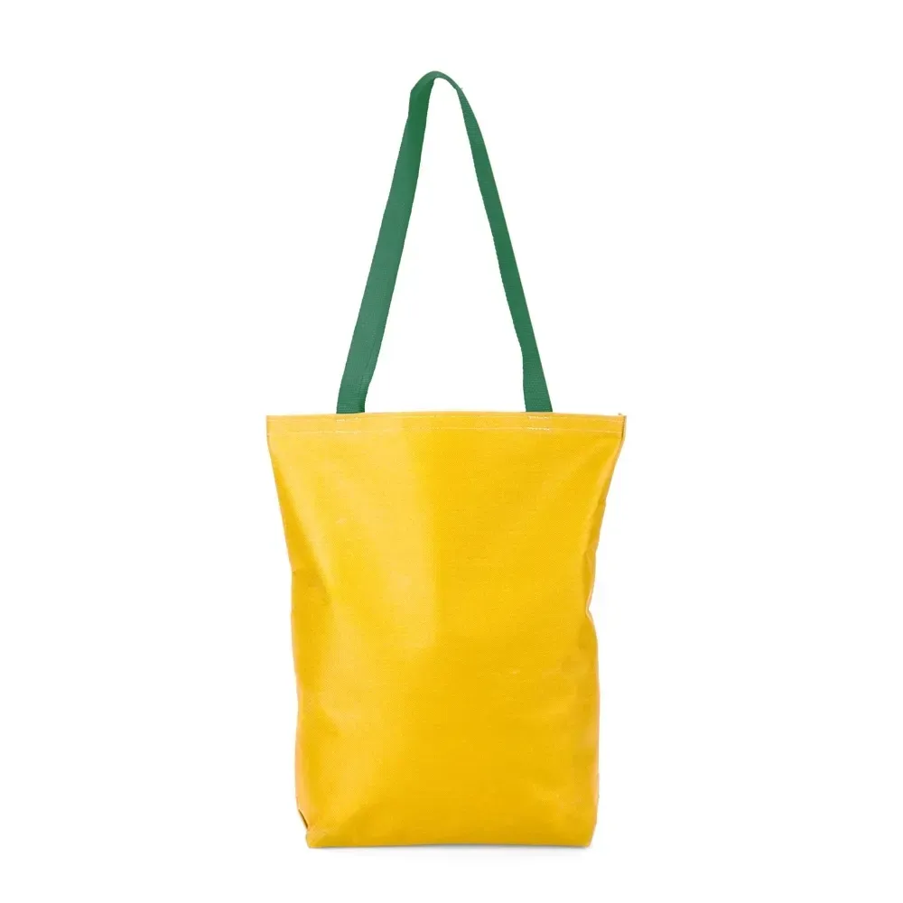 Sacola de nylon personalizada, bicolor amarelo e verde