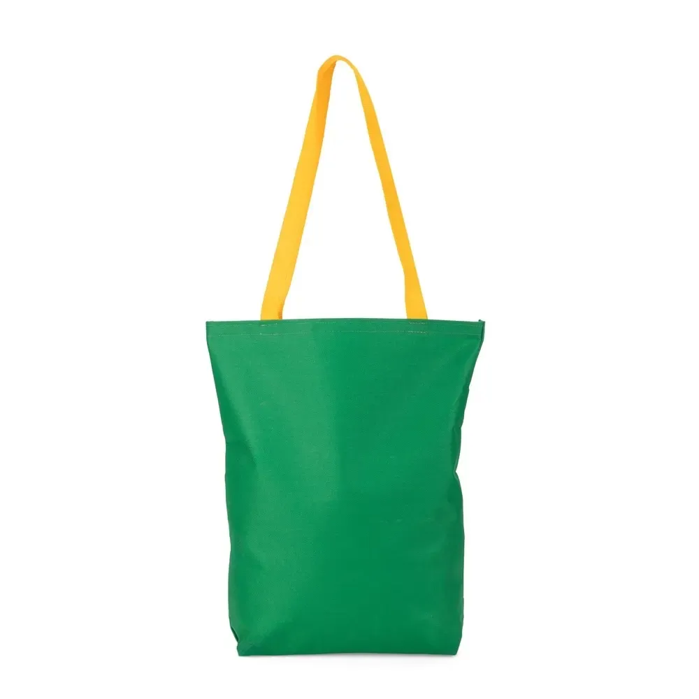 Sacola de nylon personalizada, bicolor verde e amarelo