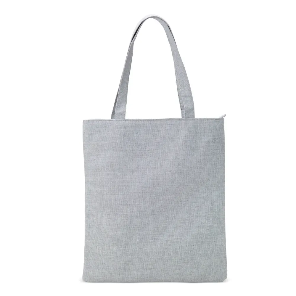Sacola de nylon com zíper personalizada, cor cinza claro