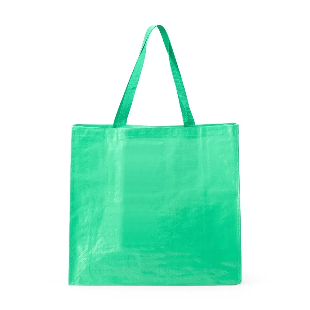 Sacola plástica de PP personalizada grande, cor verde