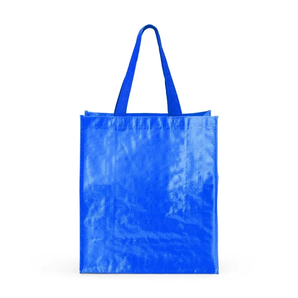 Sacola plástica de PP personalizada média, cor azul