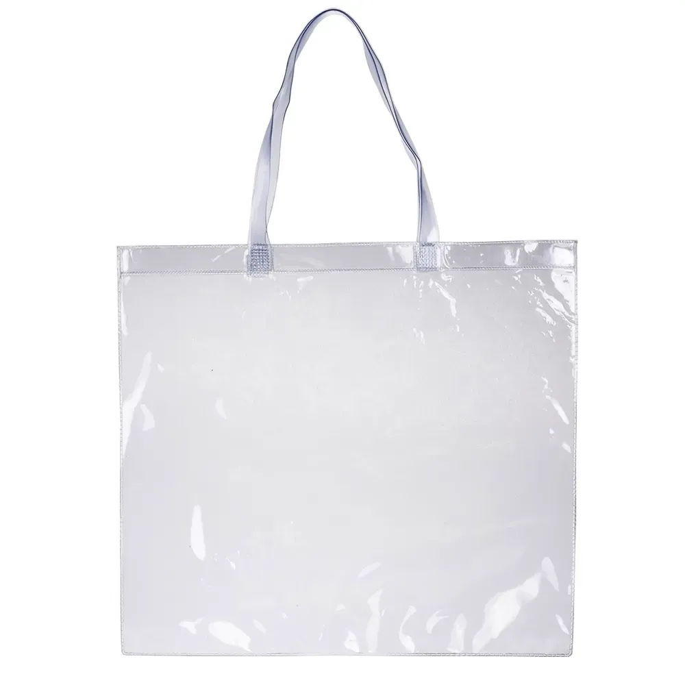 Sacola plástica de PVC personalizada transparente com alça em relevo