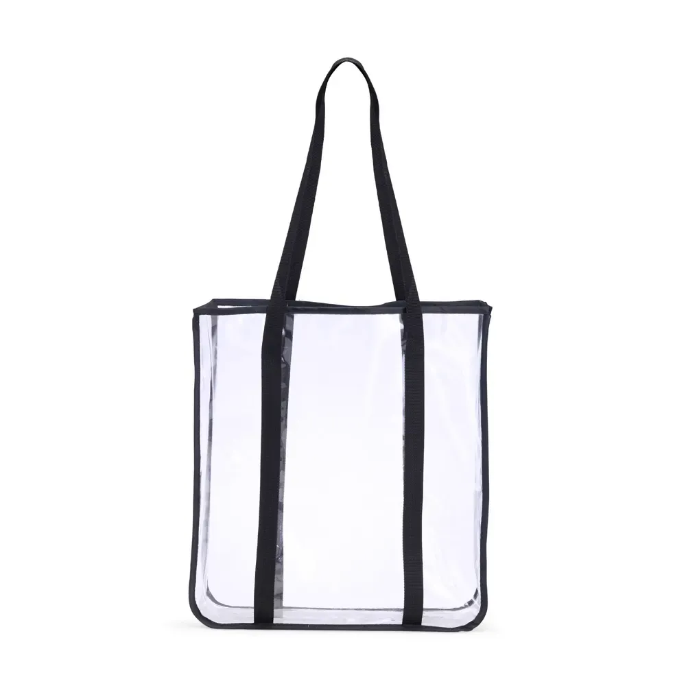 Sacola plástica de PVC personalizada transparente com alças de nylon