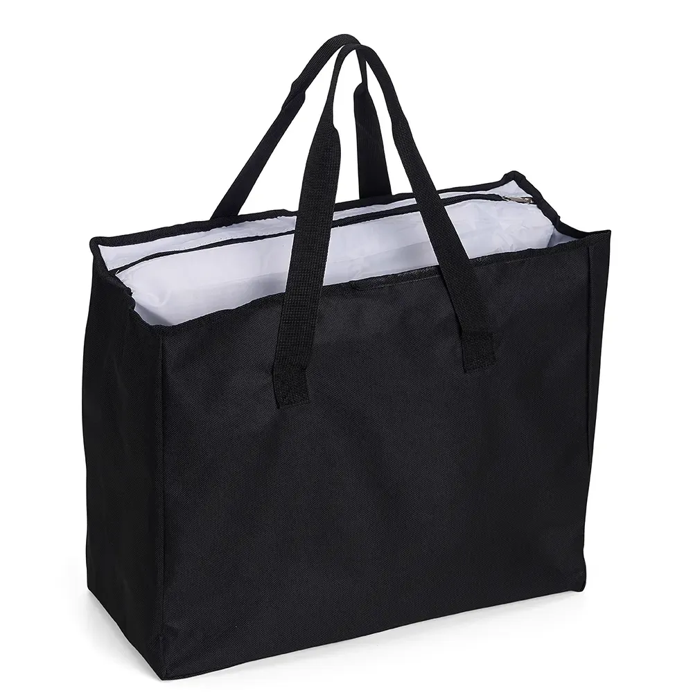 Sacola de poliéster personalizada 25 litros com bolso térmico, cor preta
