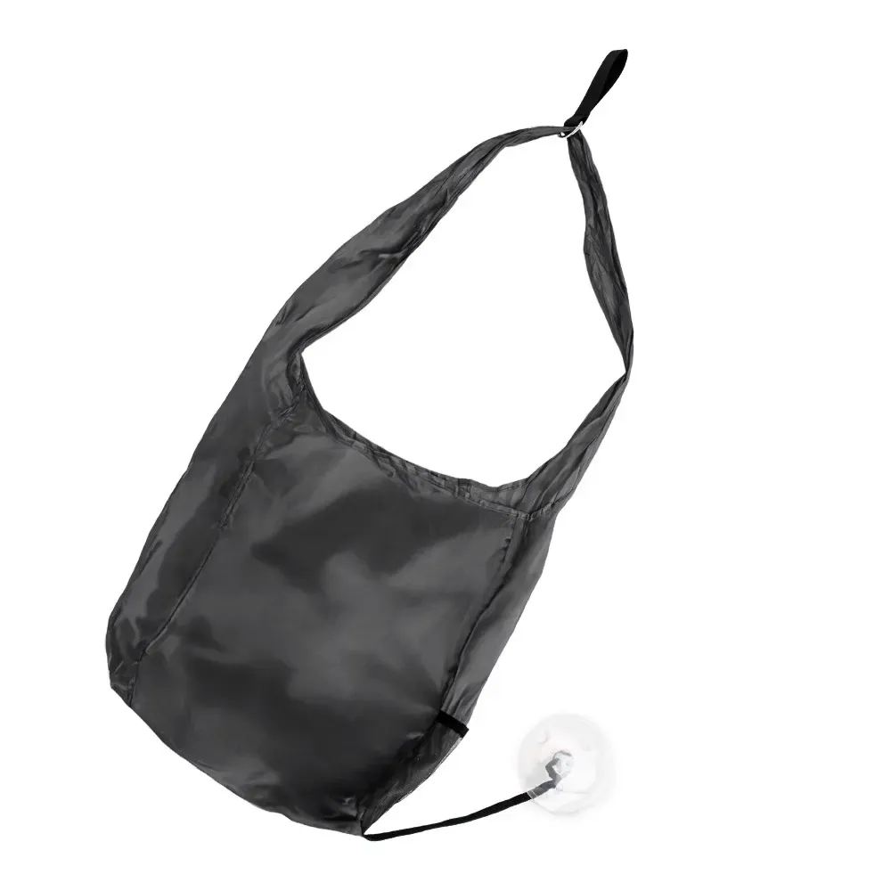 Sacola portátil dobrável em nylon personalizada, cor preta