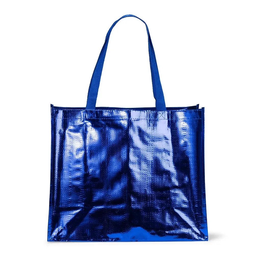 Sacola PP metalizada personalizada, cor azul