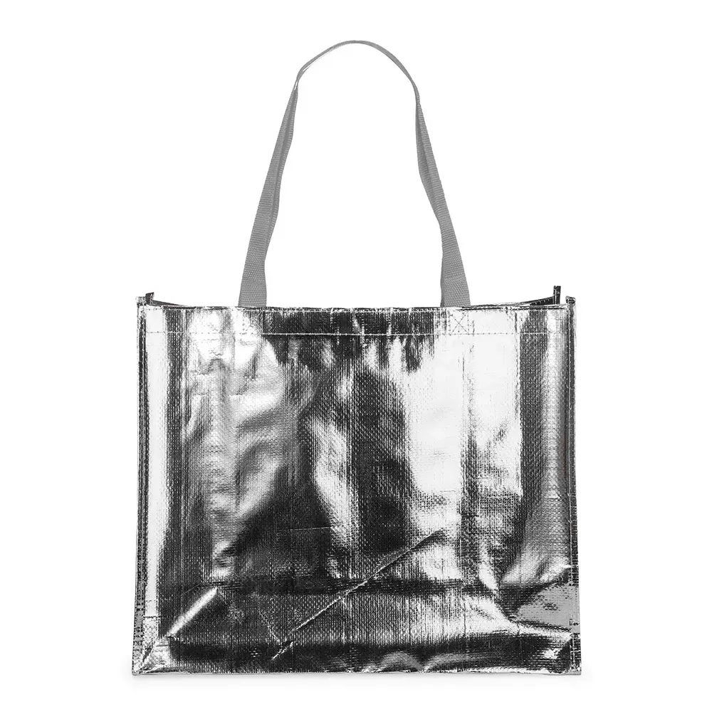 Sacola PP metalizada personalizada, cor prata