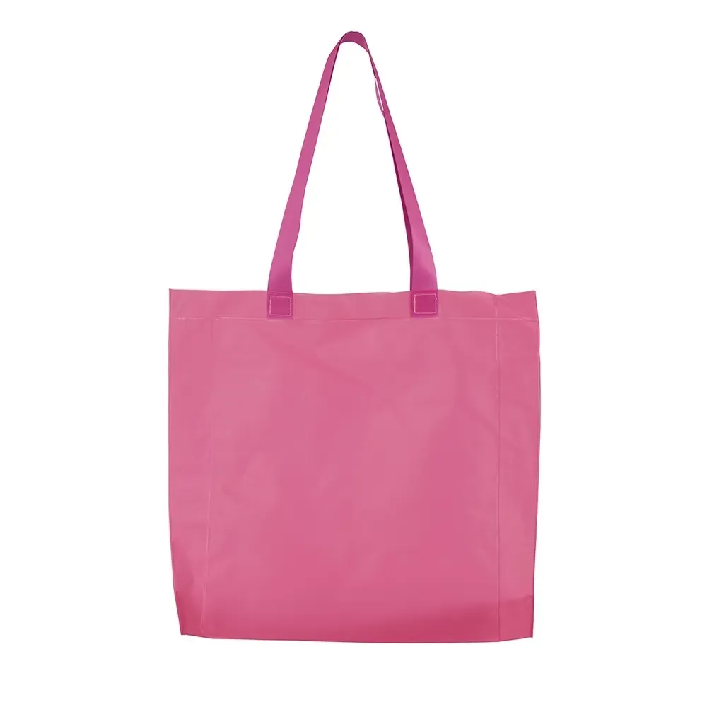Sacola em PVC personalizada com alça em cetim, cor pink