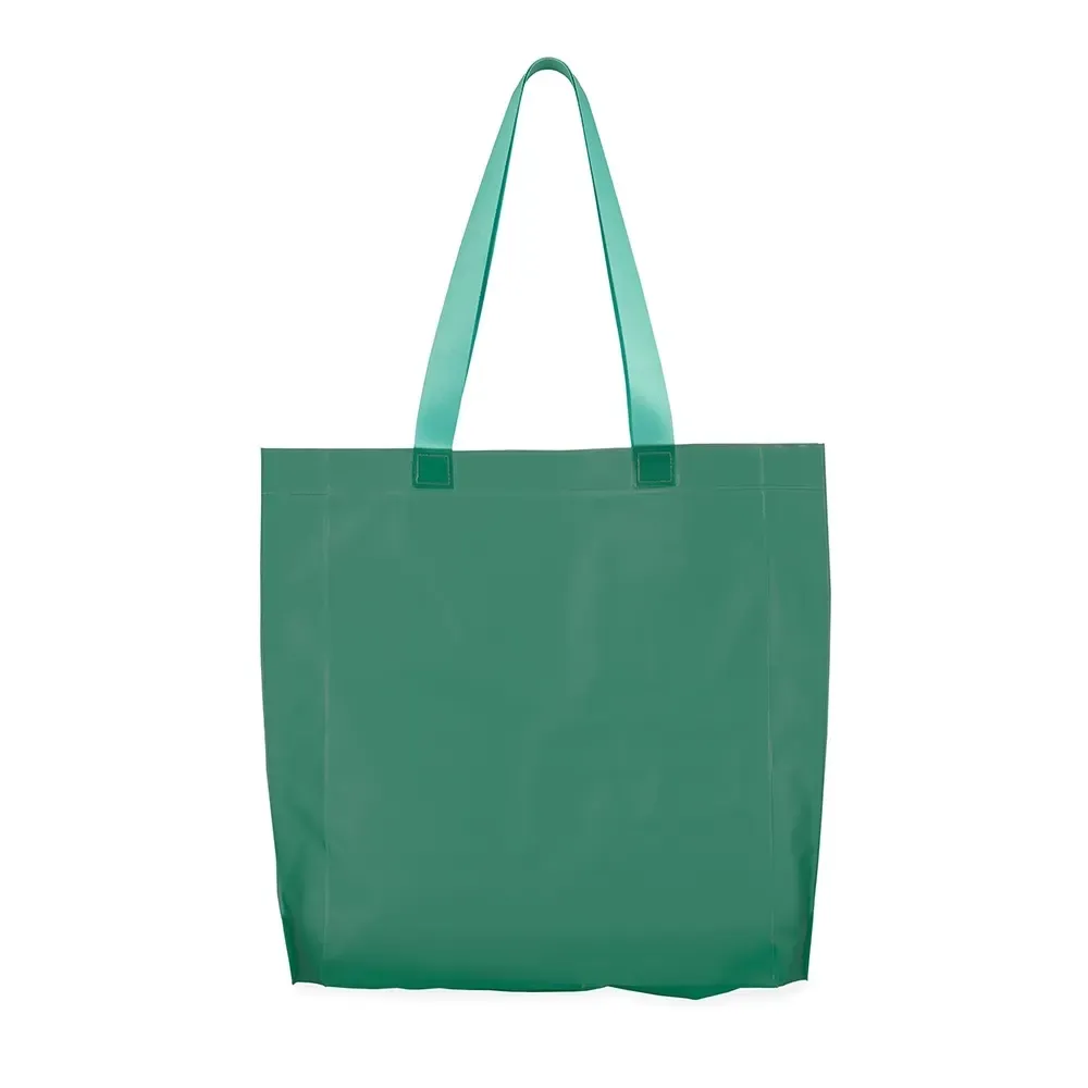 Sacola em PVC personalizada com alça em cetim, cor verde