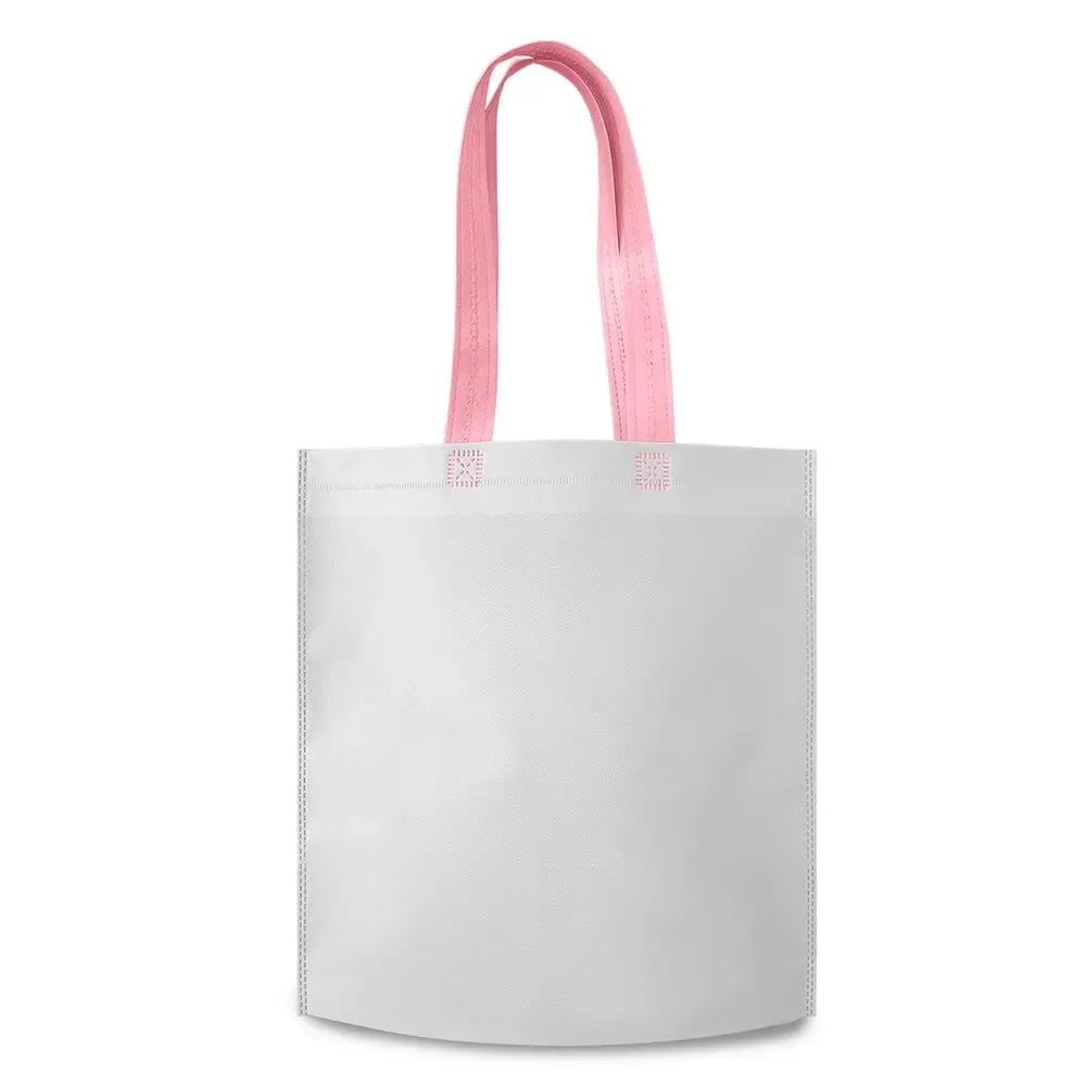 Sacola de TNT biodegradável personalizada, cor rosa claro