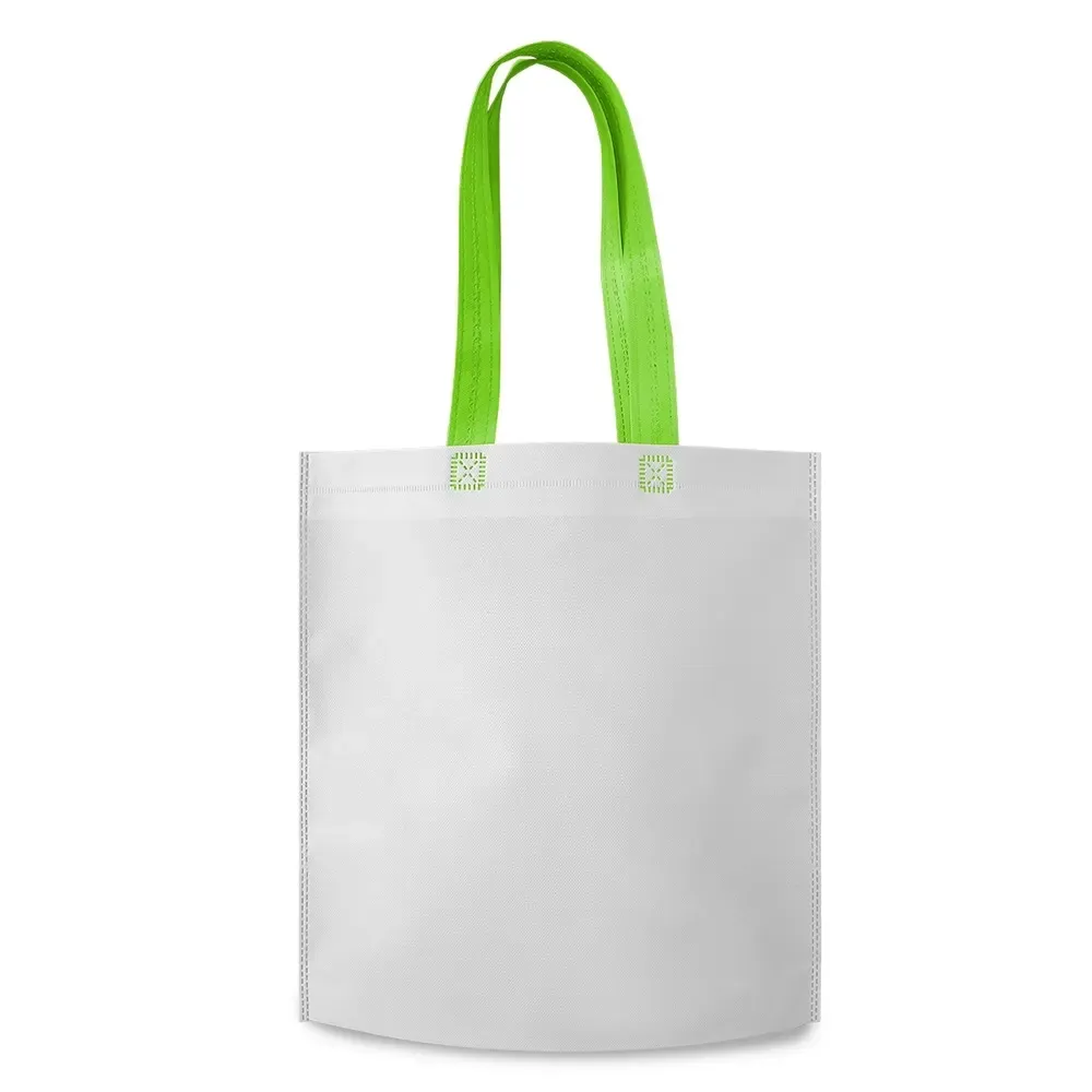 Sacola de TNT biodegradável personalizada, cor verde limão