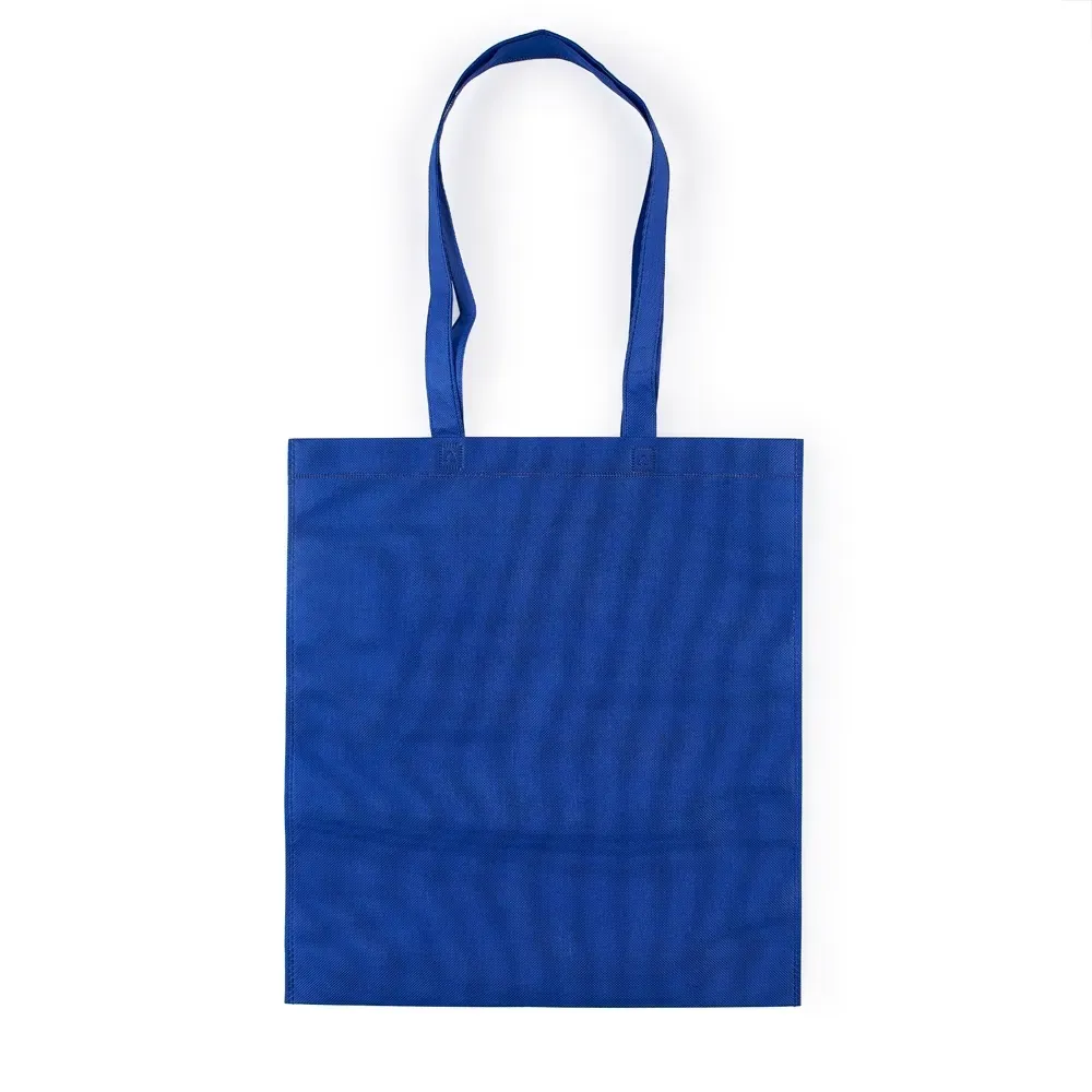 Sacola de TNT personalizada com alça e símbolo ecológico, cor azul