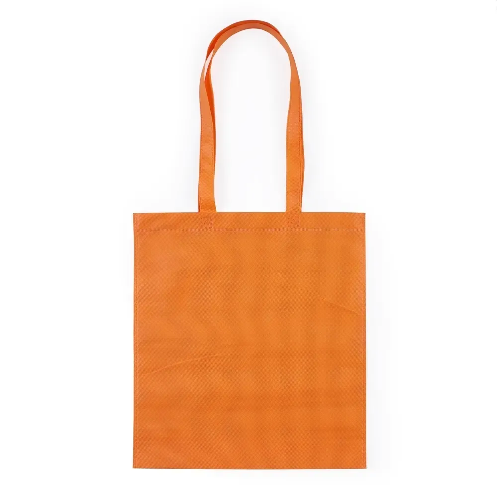 Sacola de TNT personalizada com alça e símbolo ecológico, cor laranja
