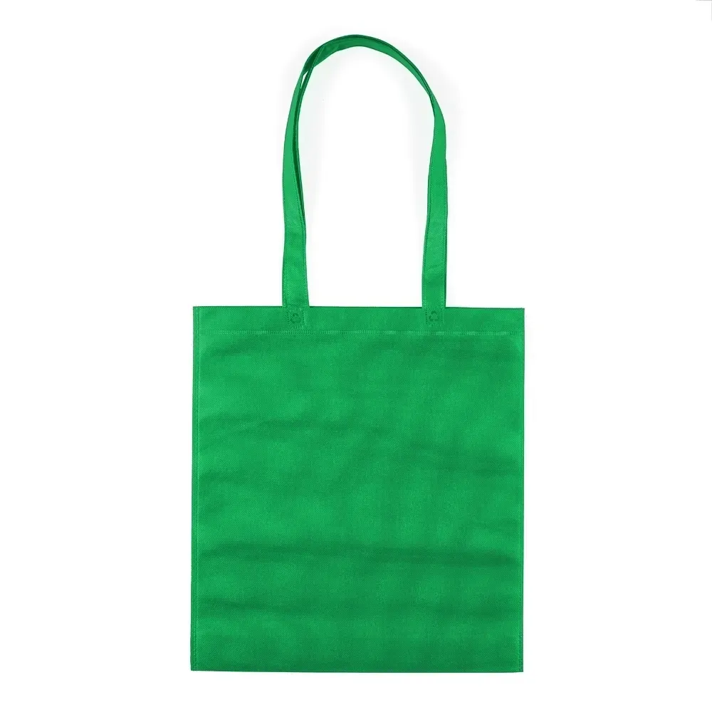 Sacola de TNT personalizada com alça e símbolo ecológico, cor verde