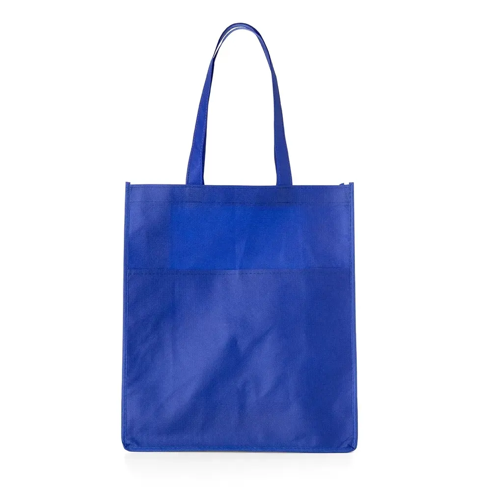 Sacola de TNT personalizada com bolso frontal, cor azul