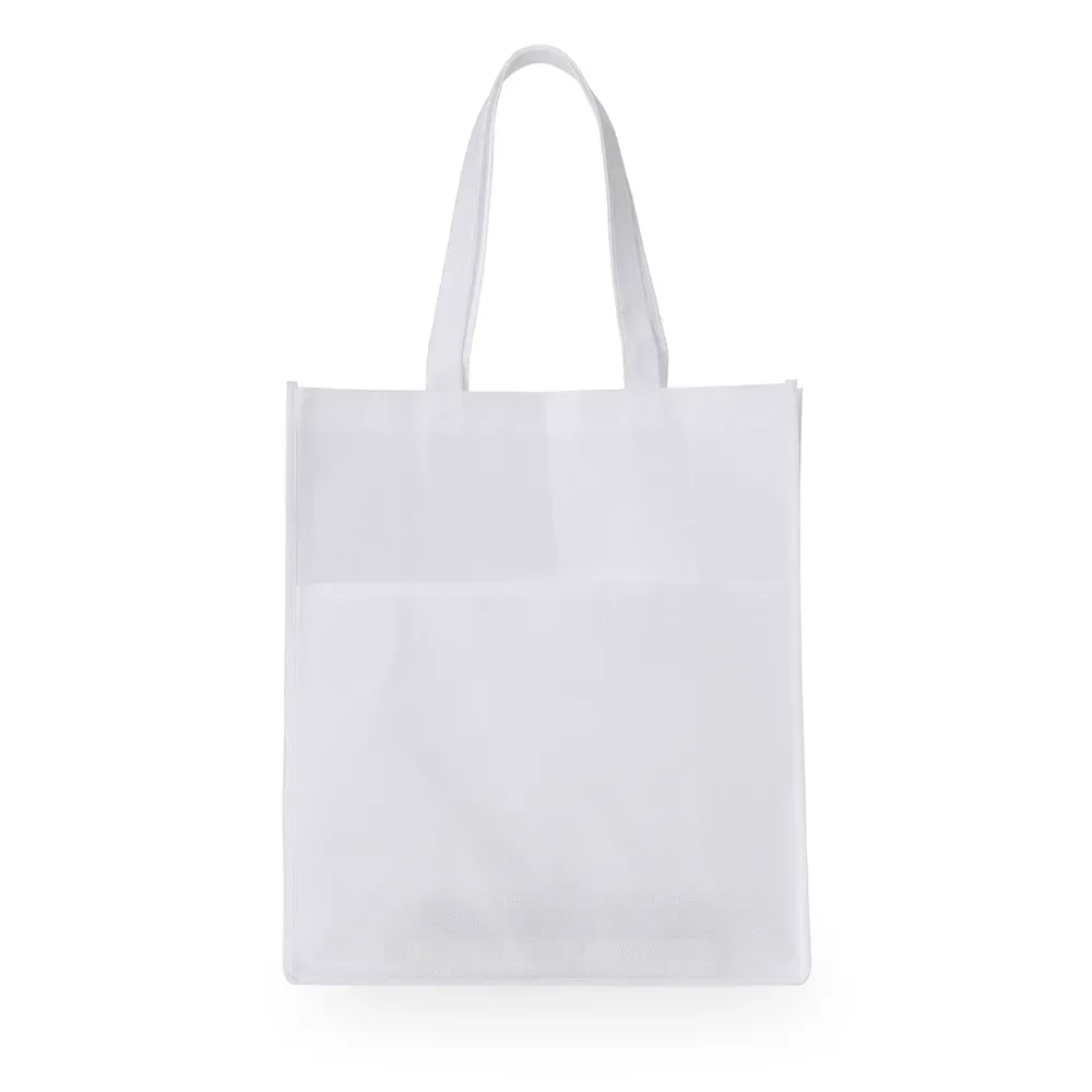 Sacola de TNT personalizada com bolso frontal, cor branca