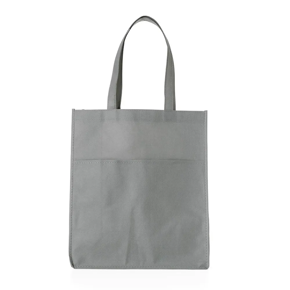 Sacola de TNT personalizada com bolso frontal, cor cinza