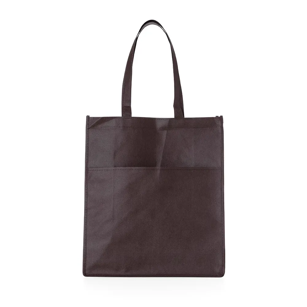 Sacola de TNT personalizada com bolso frontal, cor marrom