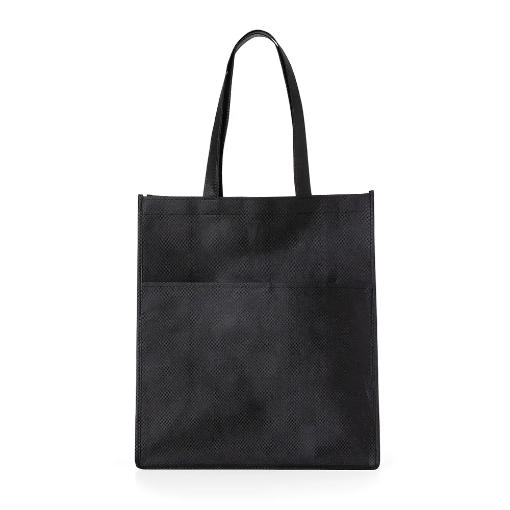 Sacola de TNT personalizada com bolso frontal, cor preta