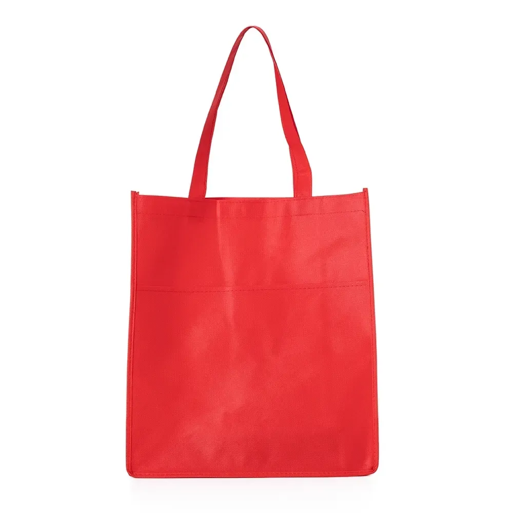 Sacola de TNT personalizada com bolso frontal, cor vermelha