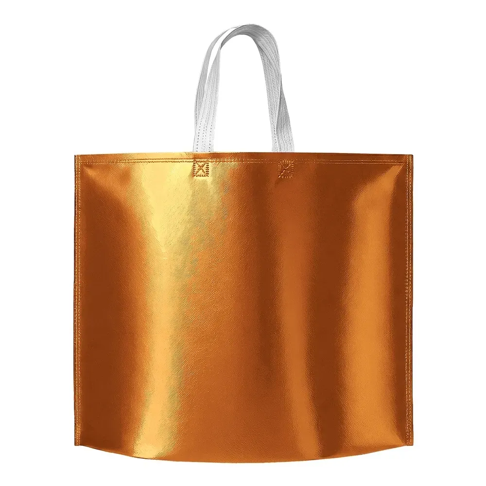 Sacola de TNT metalizada personalizada, formato largo, cor cobre