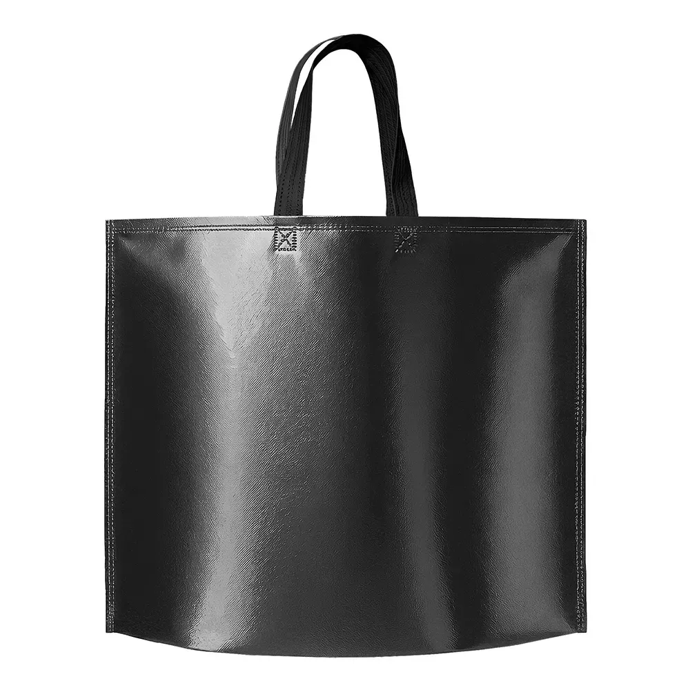 Sacola de TNT metalizada personalizada, formato largo, cor preta