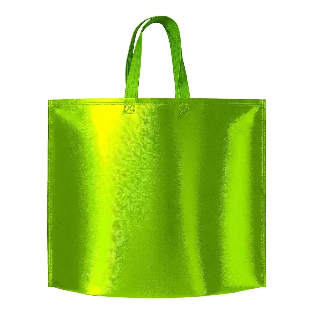 Sacola de TNT metalizada personalizada, formato largo, cor verde claro