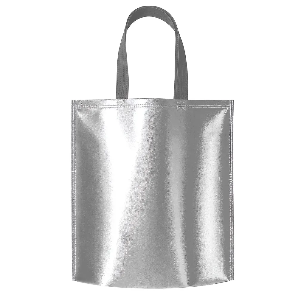 Sacola de TNT metalizada personalizada, cor prata