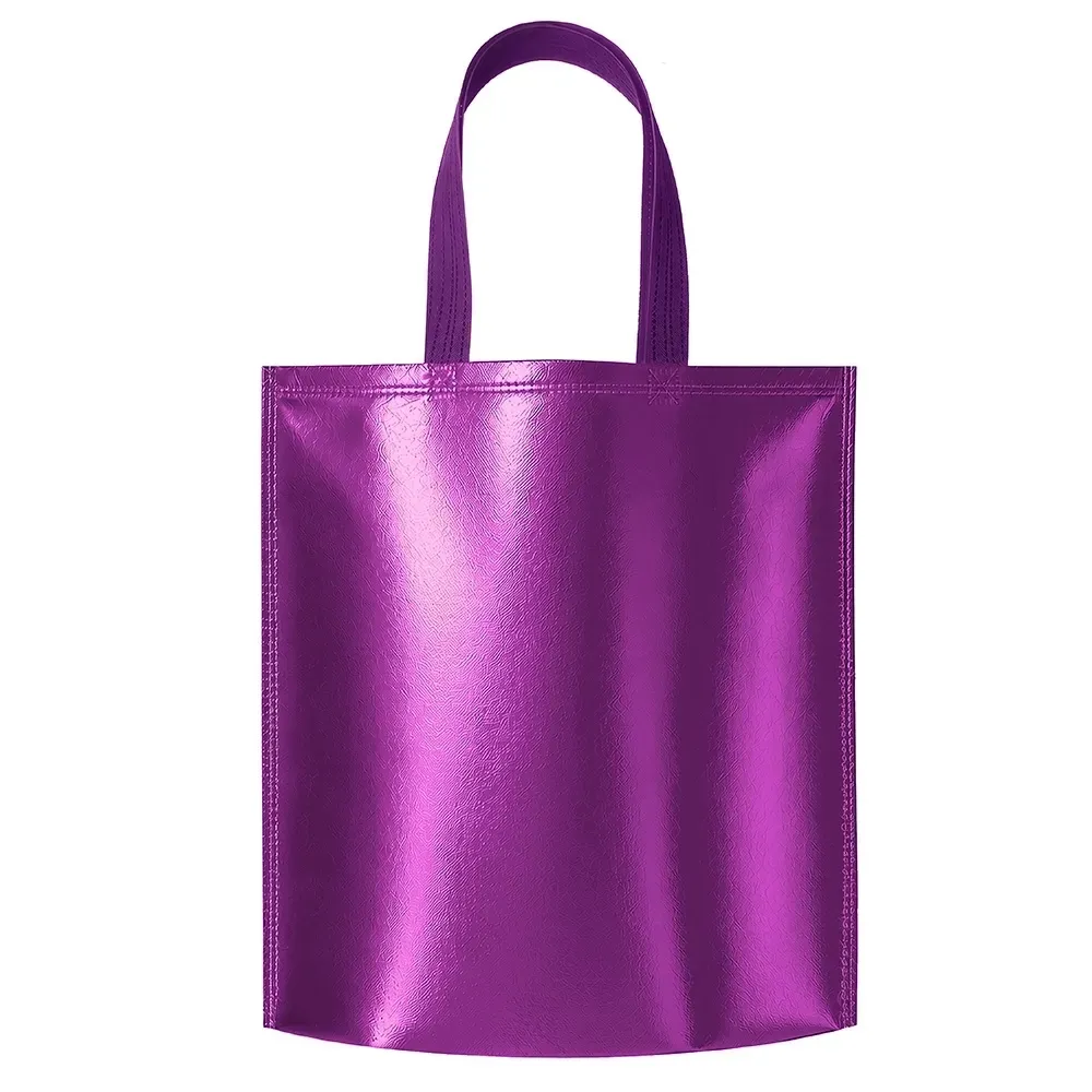 Sacola de TNT metalizada personalizada, cor roxa