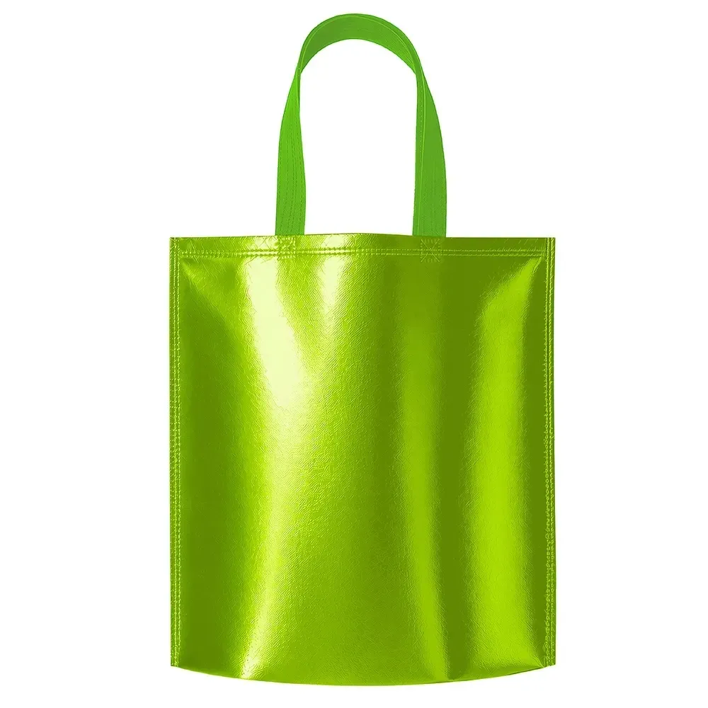 Sacola de TNT metalizada personalizada, cor verde claro