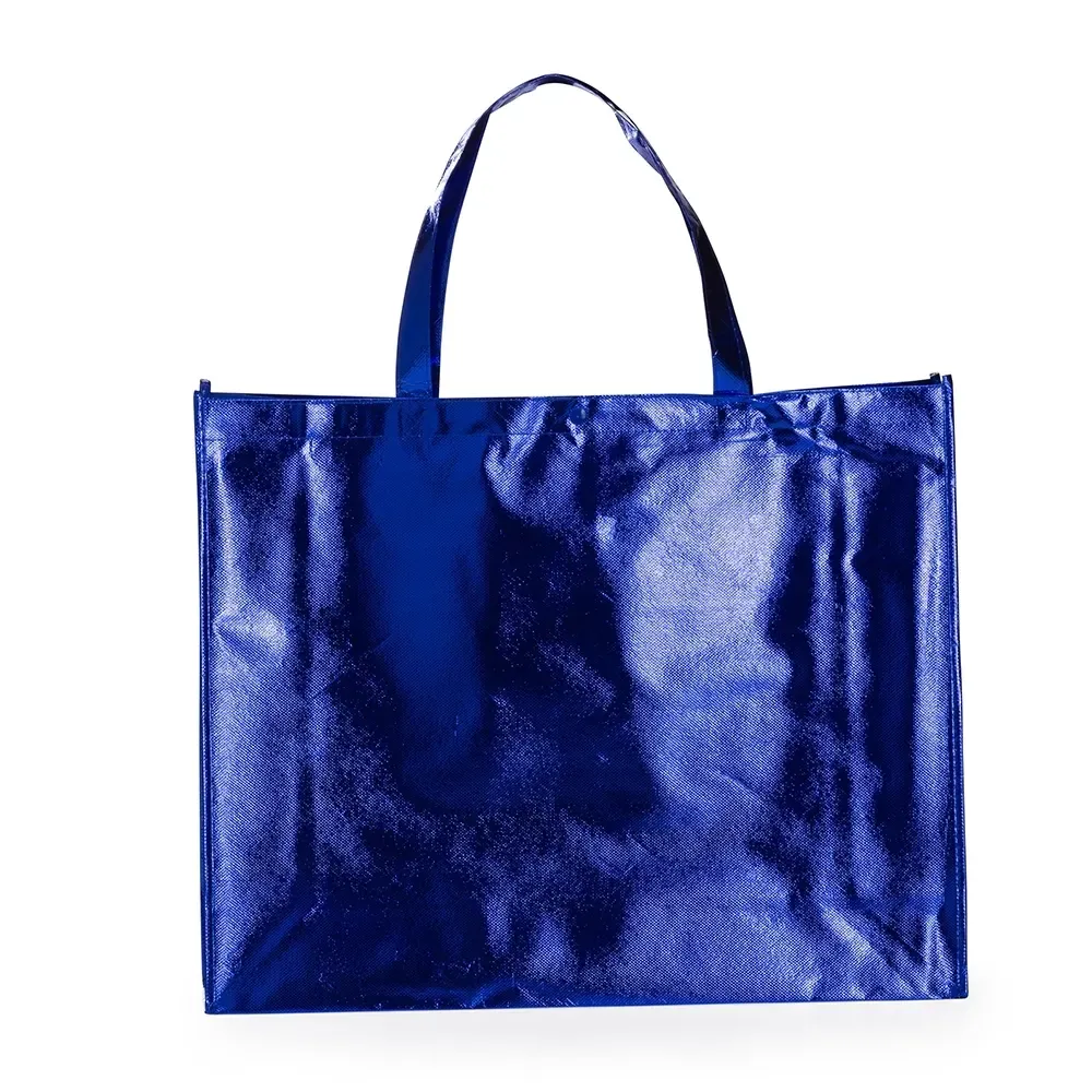 Sacola TNT metalizada grande personalizada, cor azul