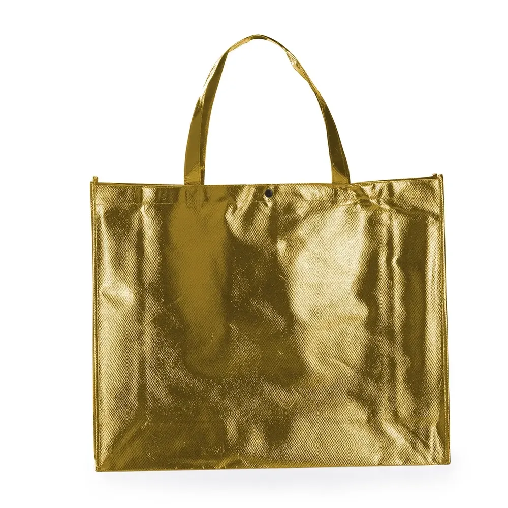 Sacola TNT metalizada grande personalizada, cor dourada