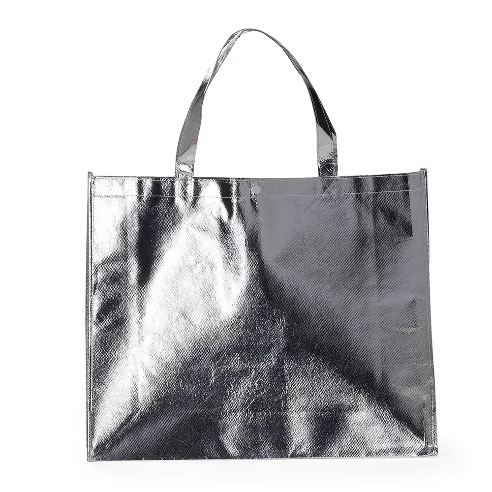 Sacola TNT metalizada grande personalizada, cor prata