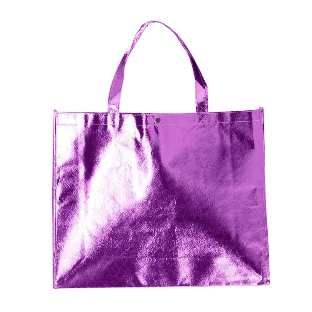 Sacola TNT metalizada grande personalizada, cor roxa