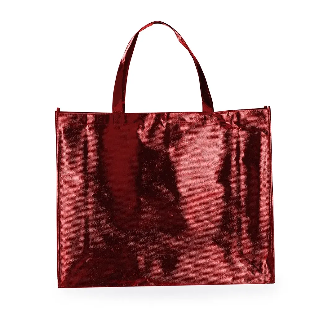 Sacola TNT metalizada grande personalizada, cor vermelha