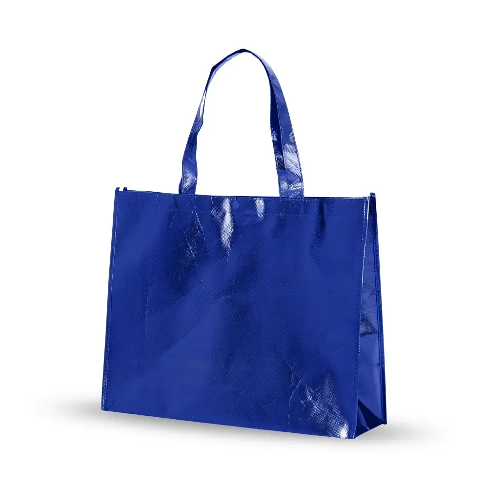 Sacola TNT metalizada pequena personalizada, cor azul