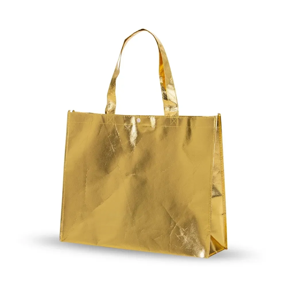 Sacola TNT metalizada pequena personalizada, cor dourada