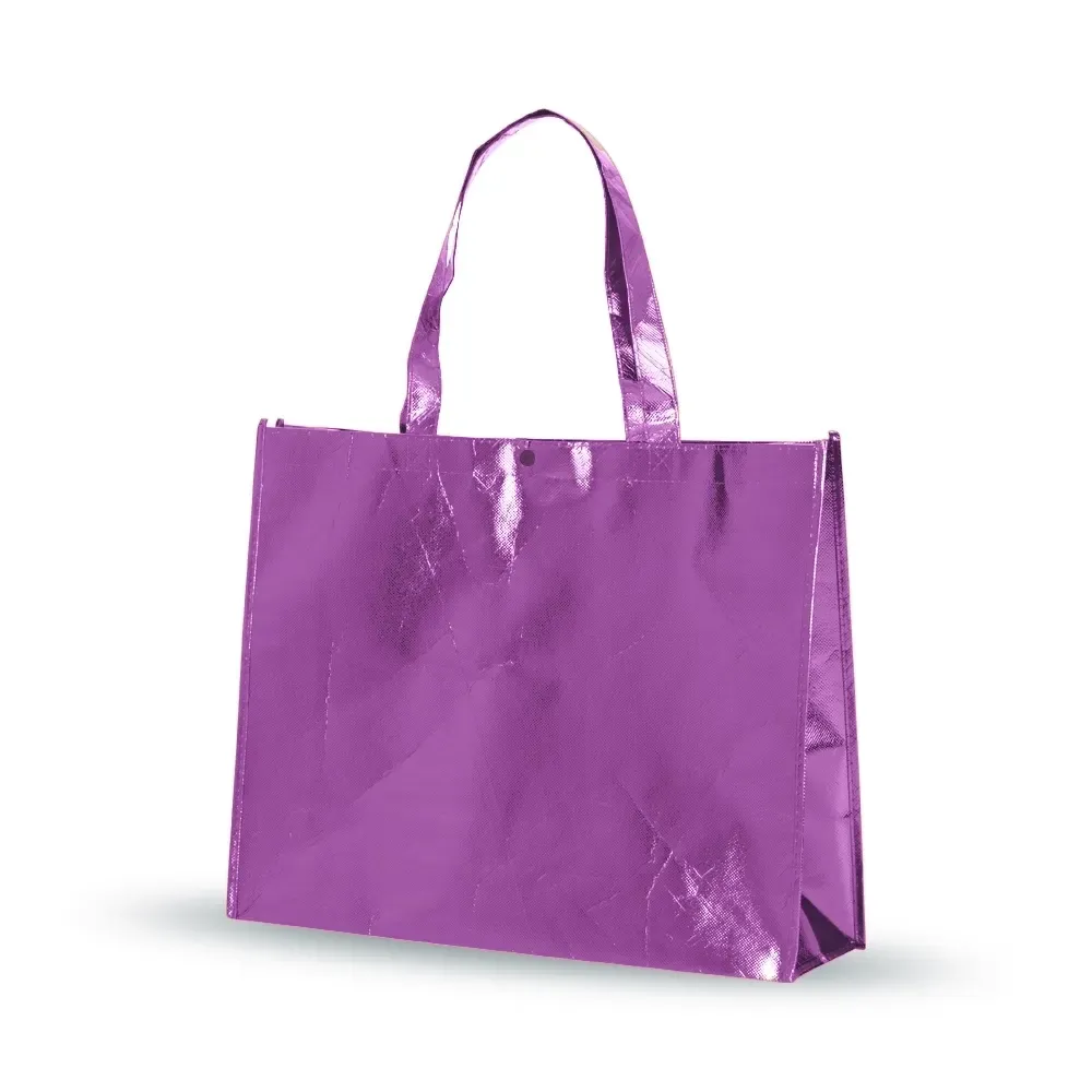 Sacola TNT metalizada pequena personalizada, cor roxa