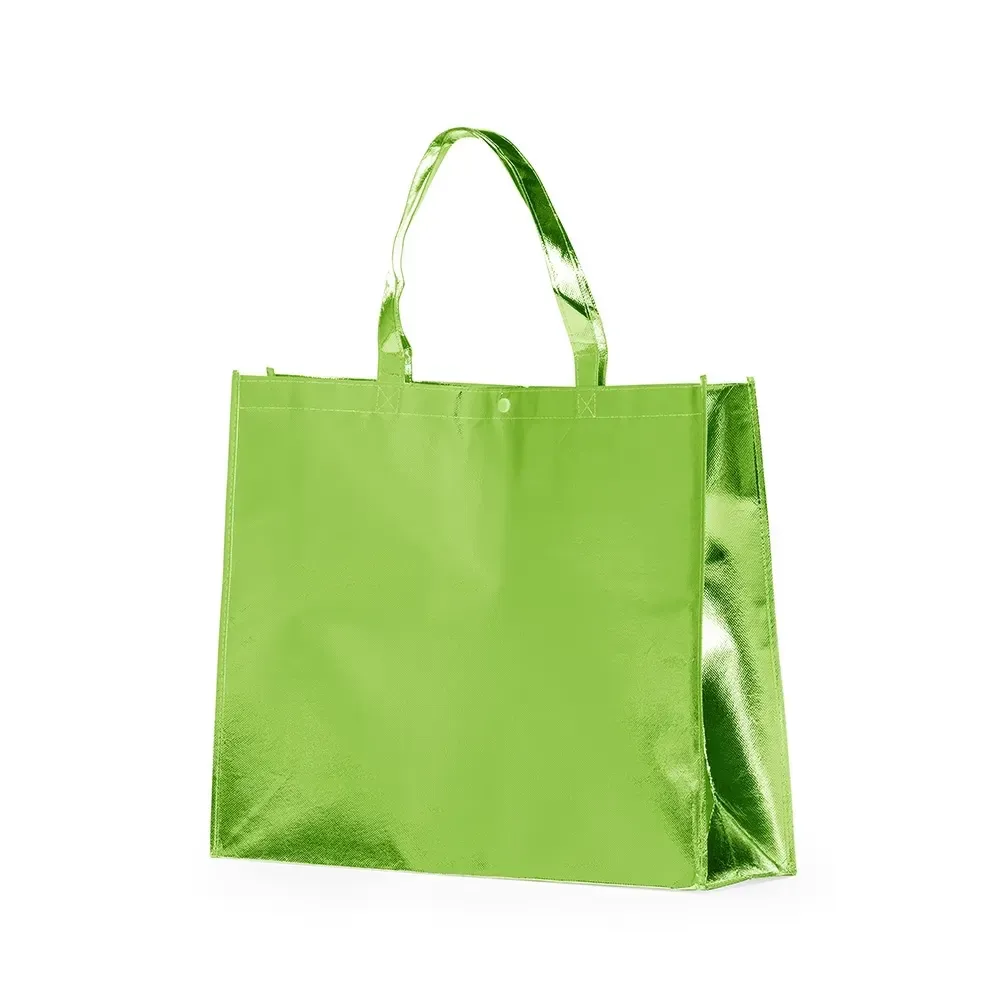 Sacola TNT metalizada pequena personalizada, cor verde