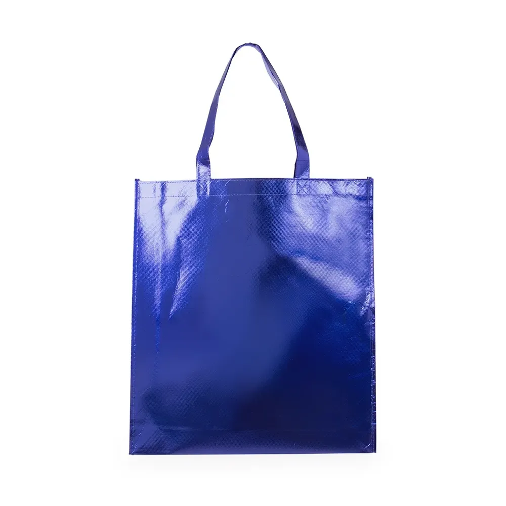 Sacola de TNT metalizado personalizada, cor azul escuro