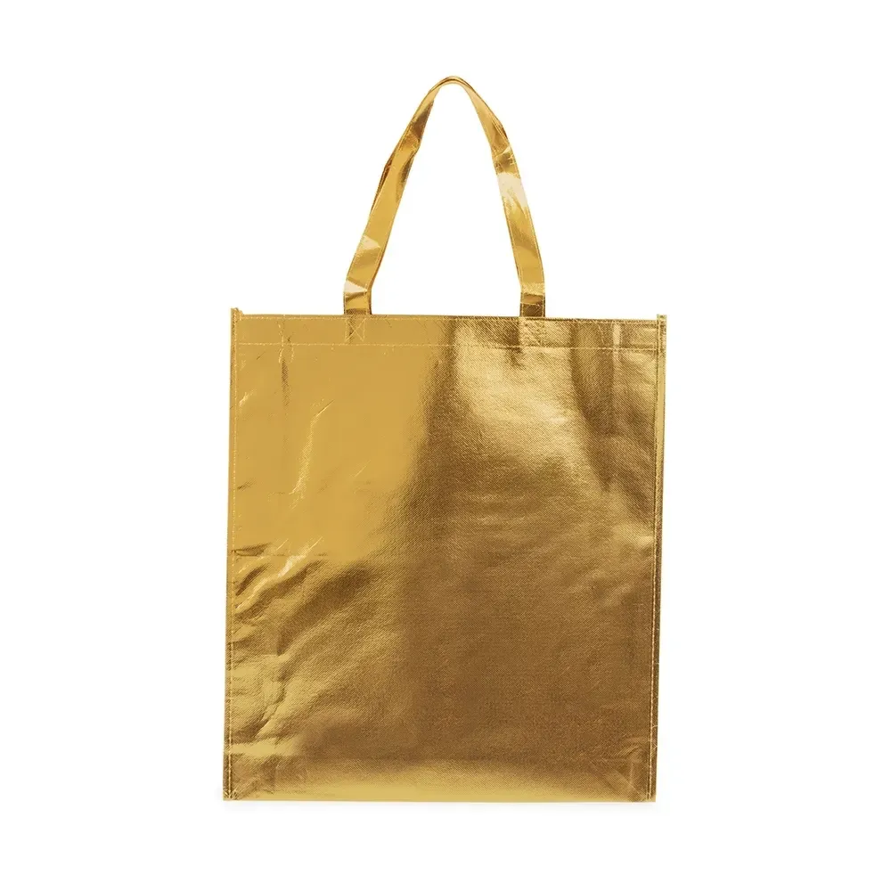 Sacola de TNT metalizado personalizada, cor dourada