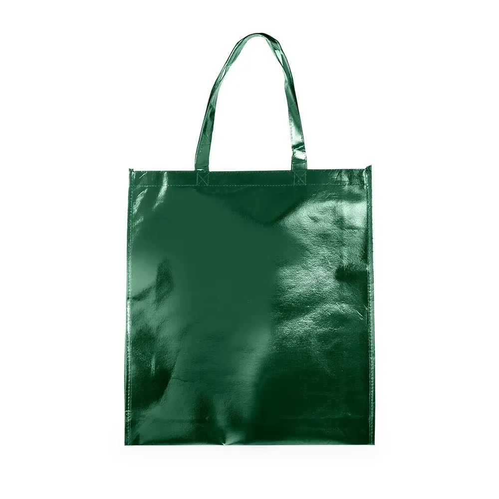 Sacola de TNT metalizado personalizada, cor verde