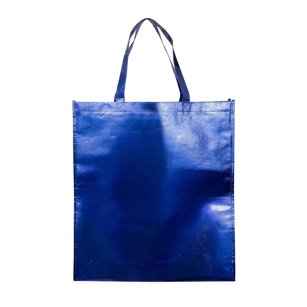 Sacola de TNT metalizado personalizada grande, cor azul