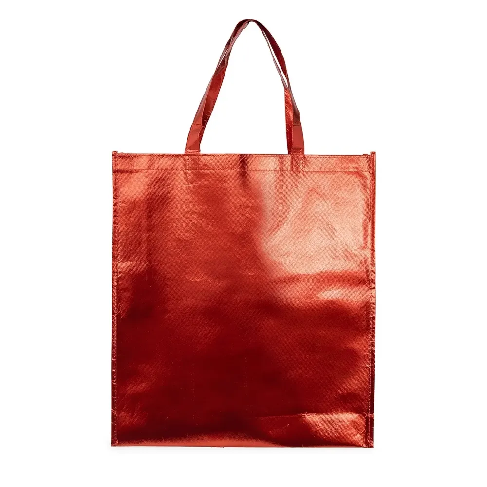 Sacola de TNT metalizado personalizada grande, cor vermelha
