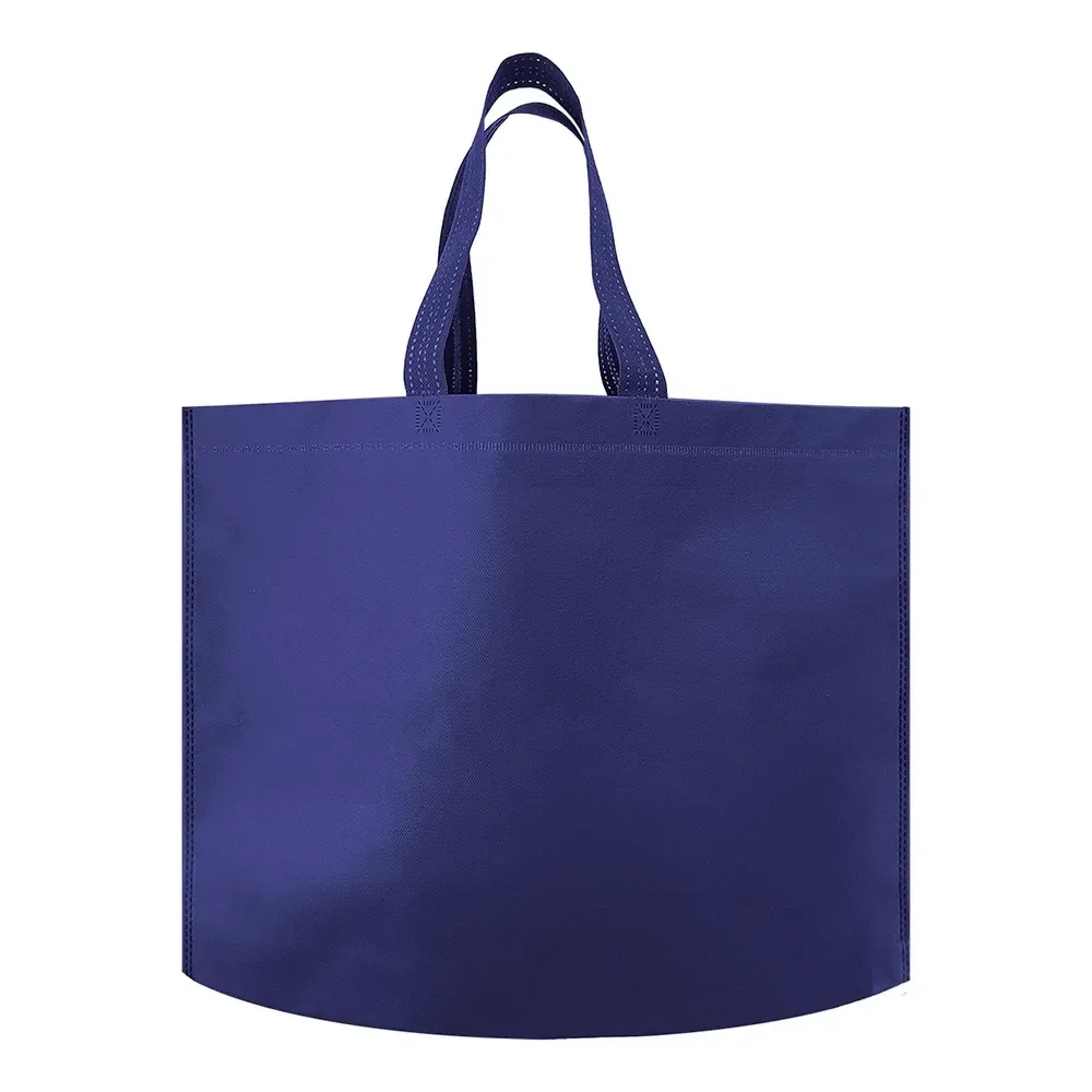 Sacola de TNT personalizada grande com costura termosselada, cor azul escuro