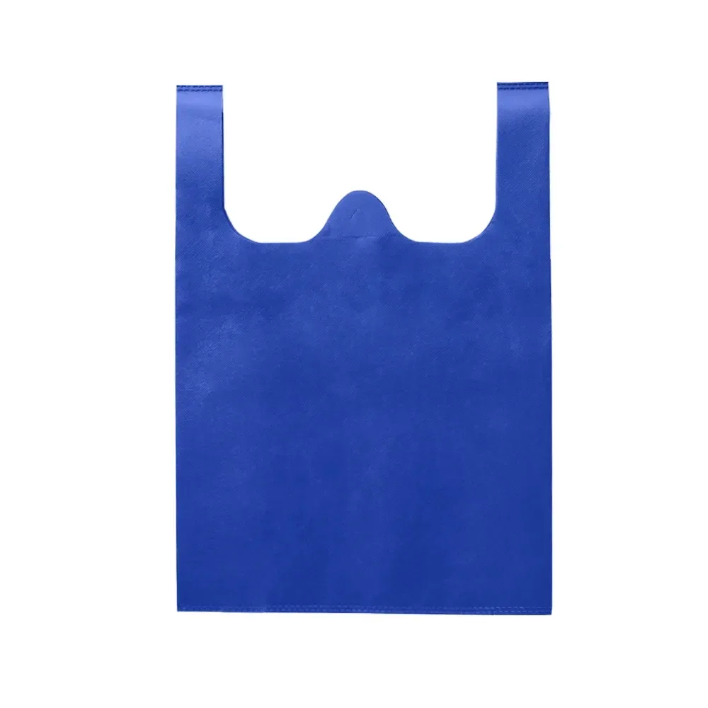 Sacola de TNT personalizada pequena com costura termosselada, cor azul
