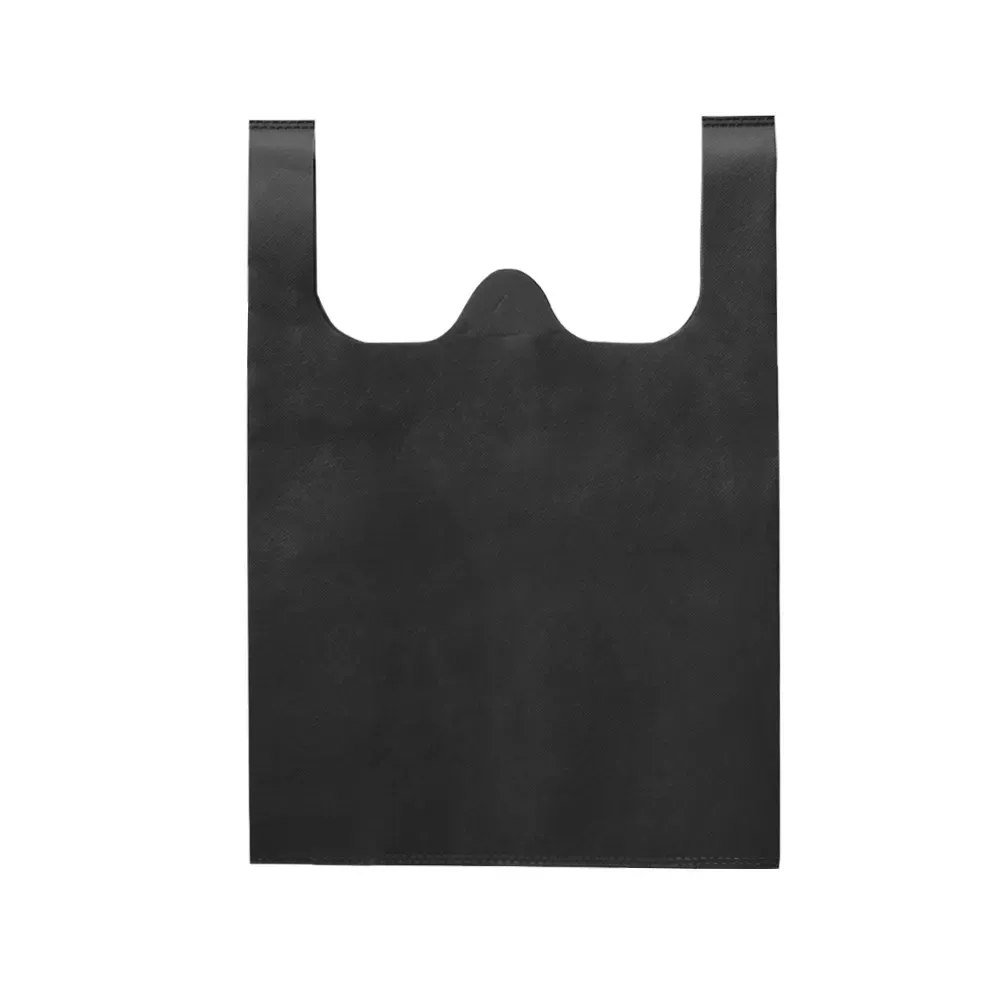 Sacola de TNT personalizada pequena com costura termosselada, cor preta