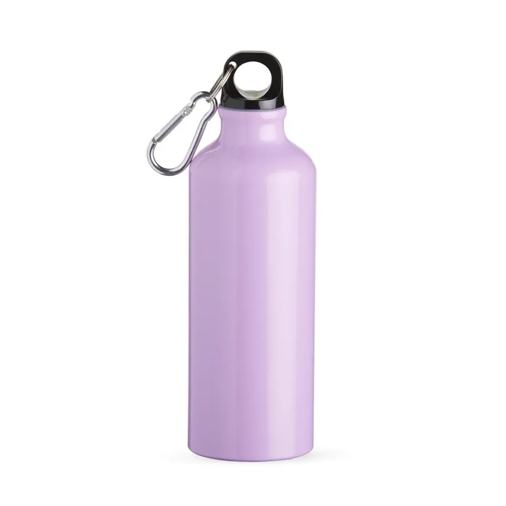Squeeze alumínio personalizado 500ml com mosquetão, lilás