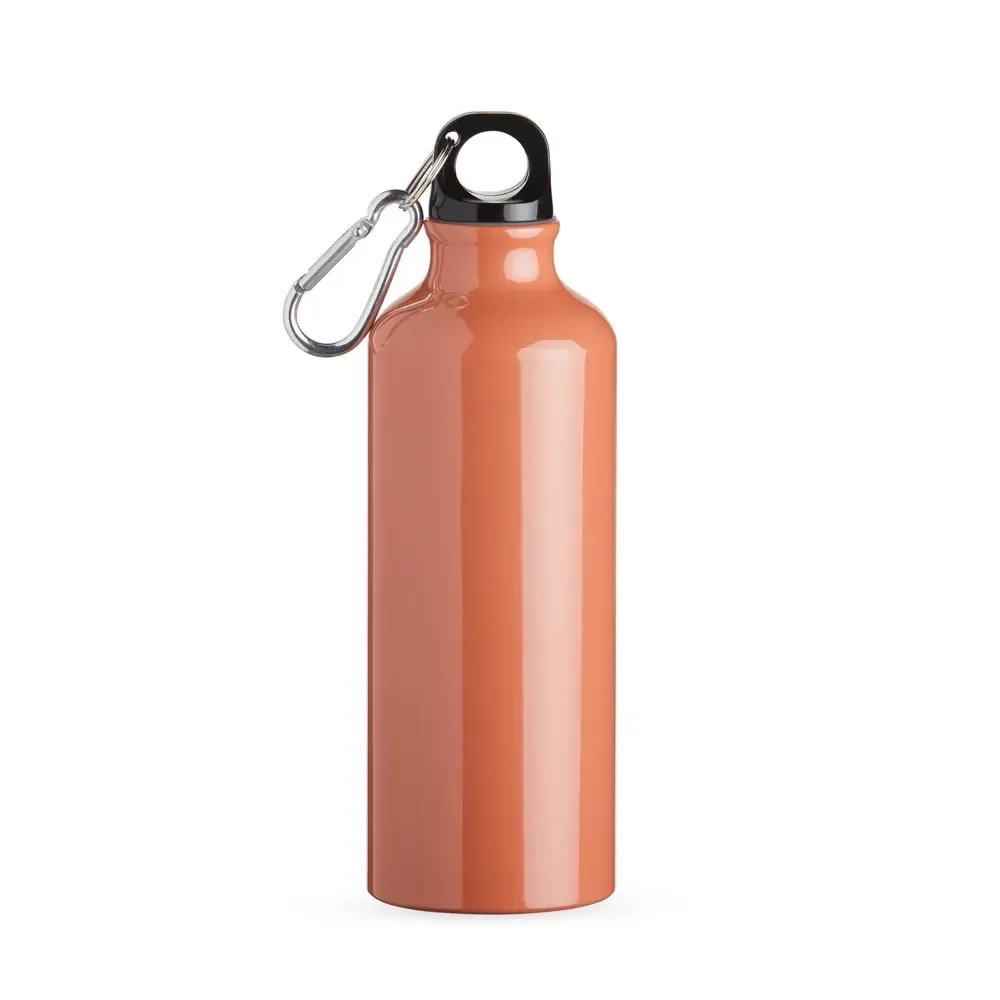 Squeeze alumínio personalizado 500ml com mosquetão, marrom