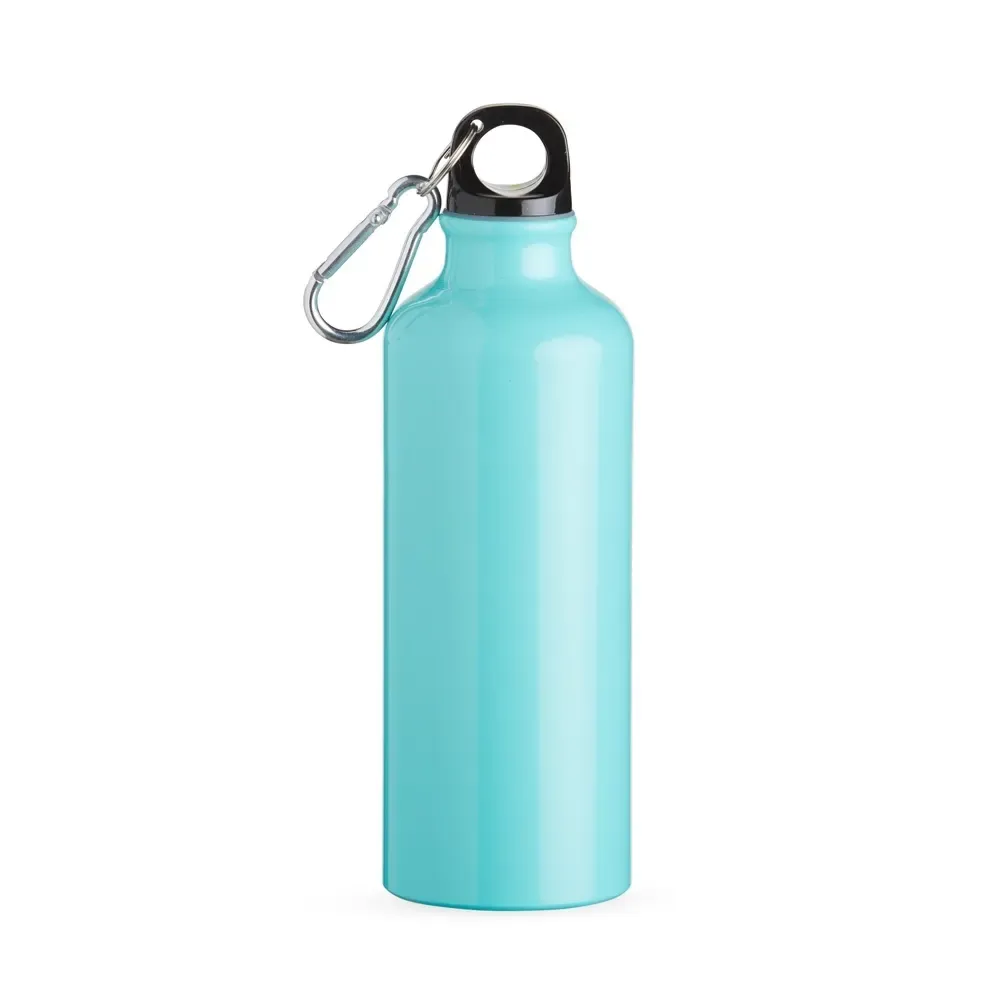 Squeeze alumínio personalizado 500ml com mosquetão, turquesa